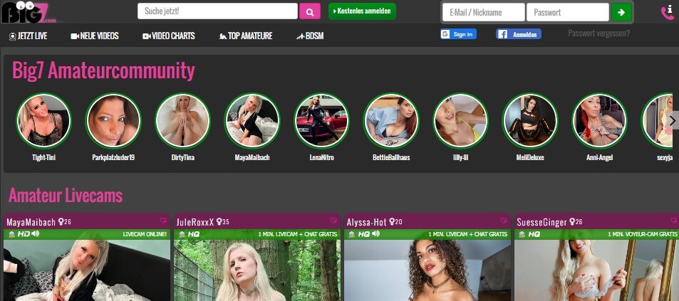 Screenshot Big7 Main Page