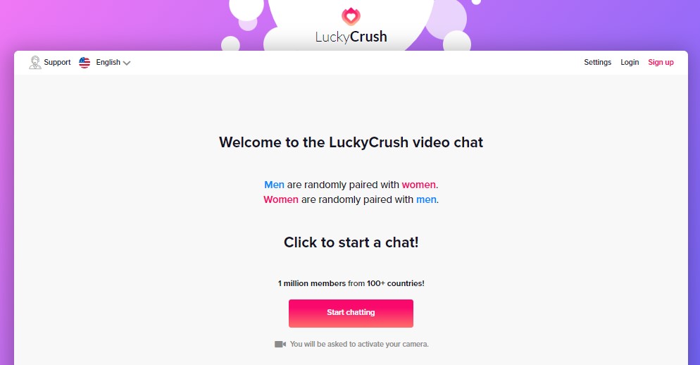 Screenshot LuckyCrush Main Page